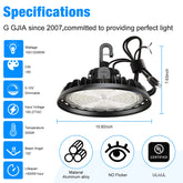 LED High Bay Lights 150W 22,500LM Adjustable Series 0-10V Dimmable, 5' Cable with US Plug